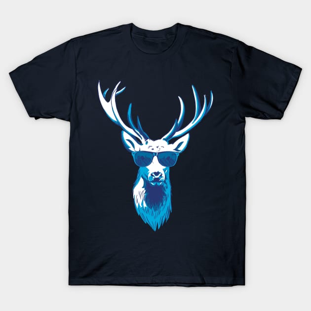 Cool Blue Stag Deer T-Shirt by polliadesign